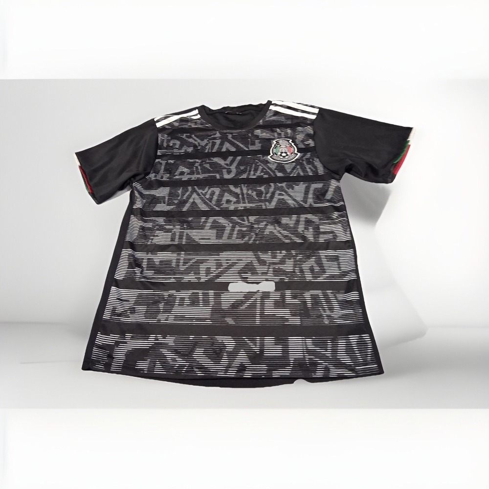 Mexico National Team Soccer Jersey Black White Aztec Graphic Shirt Mens Small